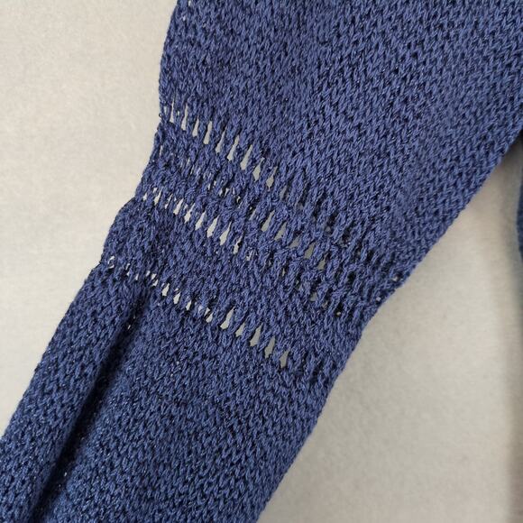 Tommy Bahama Women's L Open Knit Navy Blue Tunic Sweater Top, Boho Grunge Casual - Picture 6 of 6